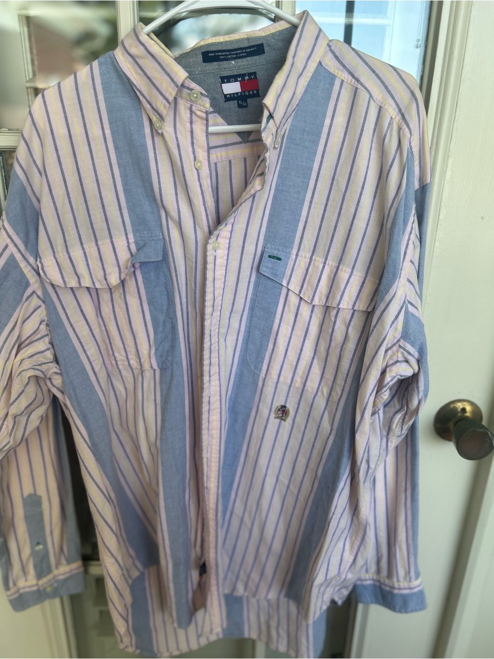 Tommy Hilfiger Striped Button-Up Shirt in Light Blue & Pink